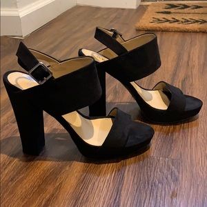 Report black suede chunky heels